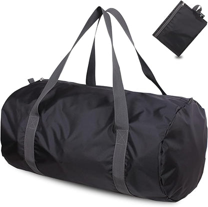 Travel Bag Foldable,Portable Lightweight Gym Bag,Sports Duffel Bags for Women&Men - for Camp, Fitness, and Short tours, shopping (Black, L)