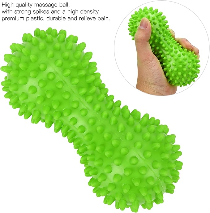 PVC Peanut Massage Ball, Peanut Massage Roller, Spiky Massage Ball, Yoga Spike Ball for Muscle Hand Planta Pedis Relaxation (Green)