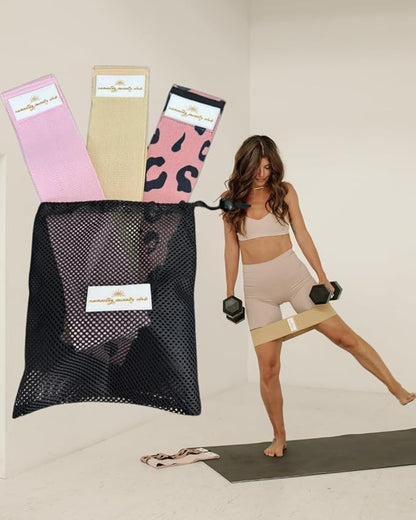 Tri-Set Resistance Bands, Luxury Premium Exercise Bands with Non-Slip Design, 3 Resistance Levels, Workout Booty Bands
