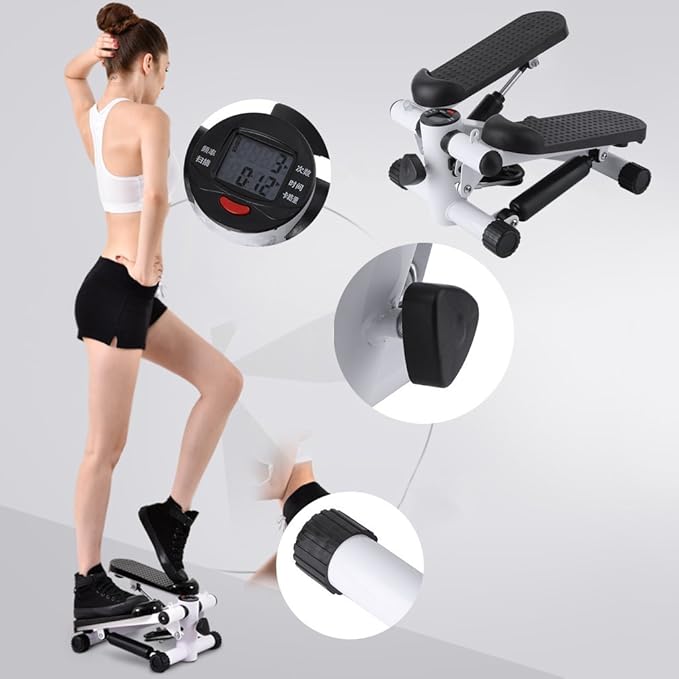 Lightweight Portable Air Stepper Climber Exercise Fitness Thigh Machine with DVD Resistant Cord for Home Workout Gym (White)