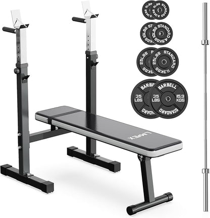Adjustable Weight Bench Press with Squat Rack Folding Multi-Function Dip Station for Full Body Workout Home Gym Strength