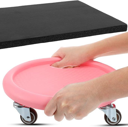 HANABASS Four-Wheel Ab Roller with Knee Mat Multi-Directional Silent Abdominal Exercise Wheel for Home Core Strengthening and Full Body Workout Non-Slip Fitness Sliding Board
