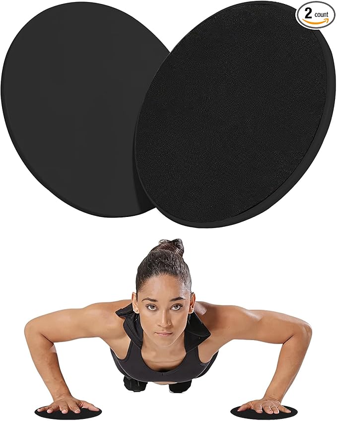 Exercise Core Sliders Glid Discs 2 Pack - Dual-Sided Workout Sliding Discs for Home Gym, Pilates, Physical Therapy, Ab & Full Body Training