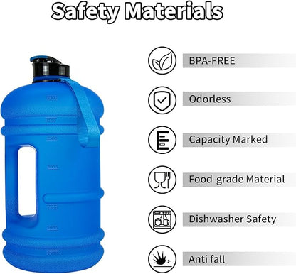 TOOFEEL 1 Gallon Water Bottle,Leakproof,Bpa Free,Dishwasher Safe,128 oz Large Water Jug wiht Handle,Travel & Camping & Sports & Gym Water Bottle For Men and Women - Matte Dark Blue