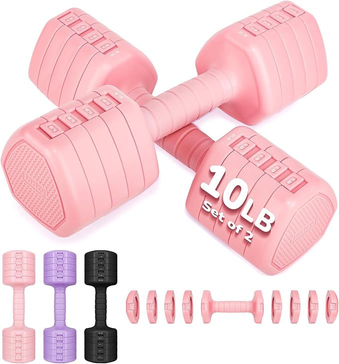 10LBS 20LBS 30LBS Dumbbells Adjustable Dumbbell Set of 2, Hand Weights for Women Men Free Weight Dumbbells Sets for Home Gym & Outdoor Exercise Workout Strength Training Equipments