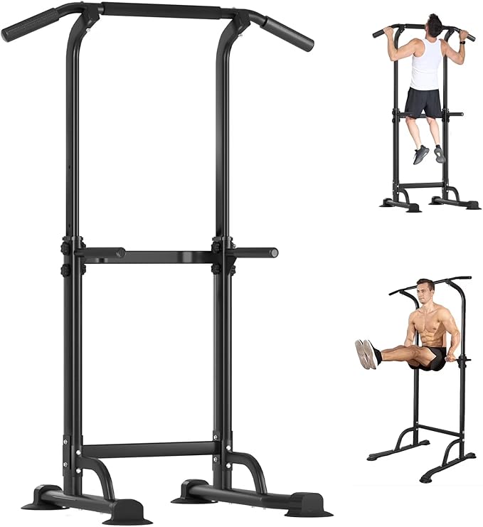Power Tower Pull Up Bar for Home Gym, Multi Functional Pull Up Bar Stand Dip Bar Station, Adjustable Height Workout Dip Station Strength Training Fitness Equipment