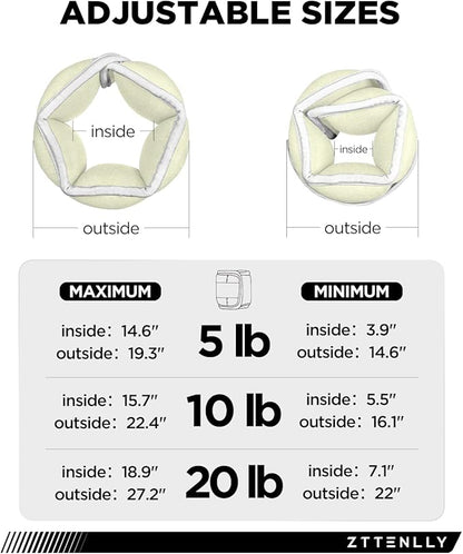 Adjustable Ankle Weights for Women Men and Kids | 1 Pair 5 10 15 18 20 Lbs Leg Wrist Ankle Weight Straps for Yoga, Walking, Running, Aerobics, Gym, Dance, Pilates, Cardio