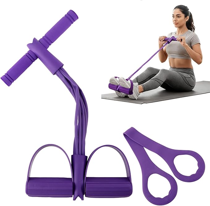 21 Fitness Resistance Bands with Pedal Ankle Puller, Full Body Strength Training Equipment for Home Gym, Sit Up Assist, Toning Arms, Legs, Waist