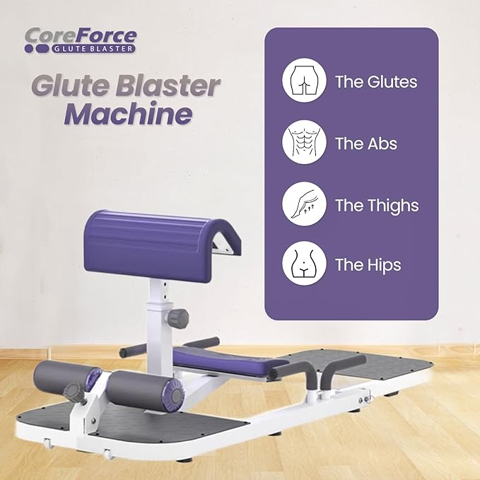 Core Force Glute Blaster - Premium Hip Thrust & Ab Workout Machine for Home Gym with Resistance Bands - Adjustable Squat and Glute Bench for Full-Body Strength