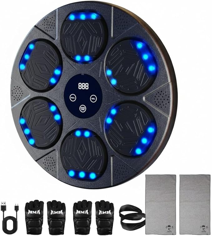 Music Boxing Machine Kit Wall Mounted Smart Boxing Machine & Counter Complete Boxing Kit More Than a Standard Punching Machine for Adults & Youth Bluetooth Punching Machine for Home Boxing Training
