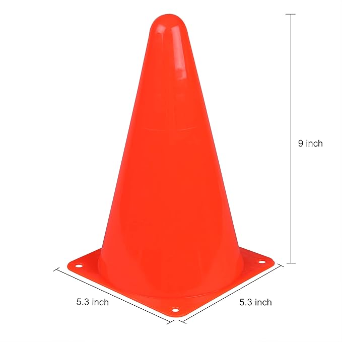 CARTMAN Plastic Training Cones (Set of 12/24 Pack 9" or 12/24 Pack 7" or 12/24 Pack Disc Cone) Agility Soccer Cones, Indoor Outdoor and Festive Events Field Marker Agility Cones