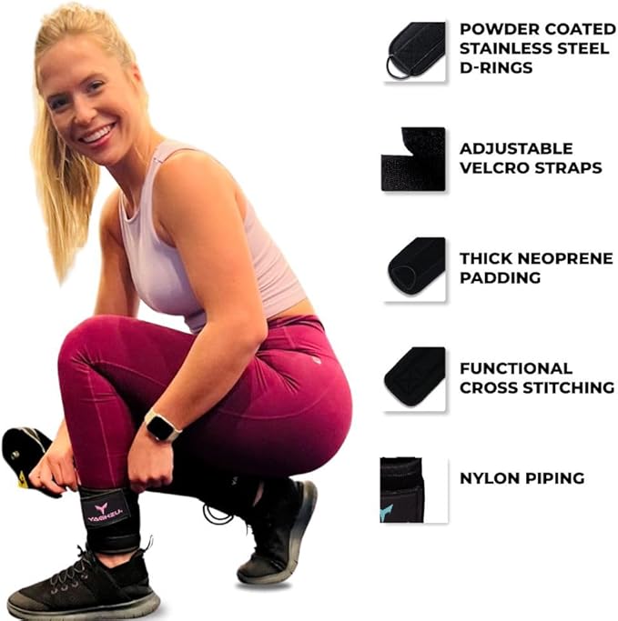 Ankle Straps for Cable Machines Women, Glute Kickback Cable Machine Attachments, Gym Ankle Cuffs, Wrist Cuffs for Workout, Leg Training Accessory, Fitness Gear for Home or Gym
