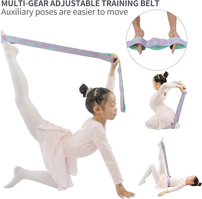 2 PCS Adjustable Extended Children's Stretching Straps with 8 Loops, Multi-Functional Elastic Stretch Bands for Gymnastics, Dance, Latin Training, Ballet, Exercise, Yoga