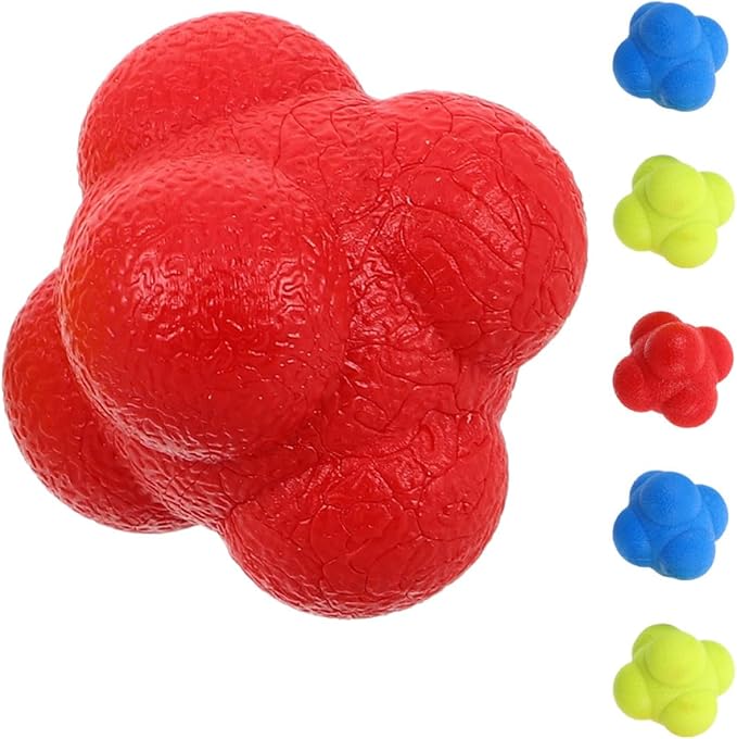 UPKOCH 6pcs Hexagon Reaction Ball Set for Hand Eye Coordination and Agility Reflex Training, 5.5cm Sturdy Bounce Assist Balls in Red, Yellow, and Blue for and Adults Fitness Sports