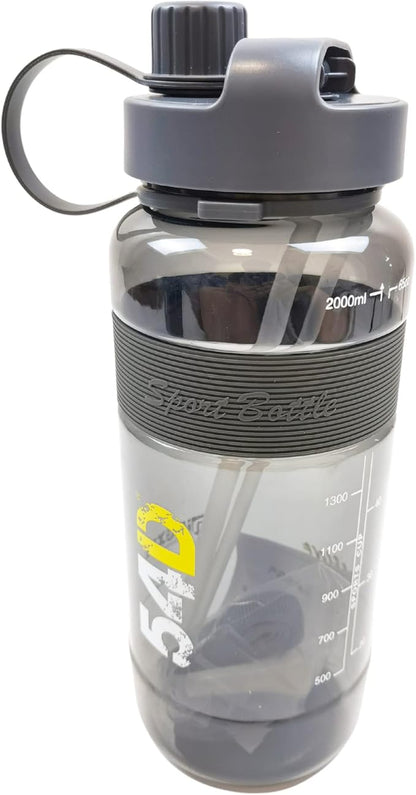54D SPORTS WATER BOTTLE, Half Gallon Water Bottle with Time Marker, Motivational Water Bottle with Straw, for Fitness and Outdoor Activities