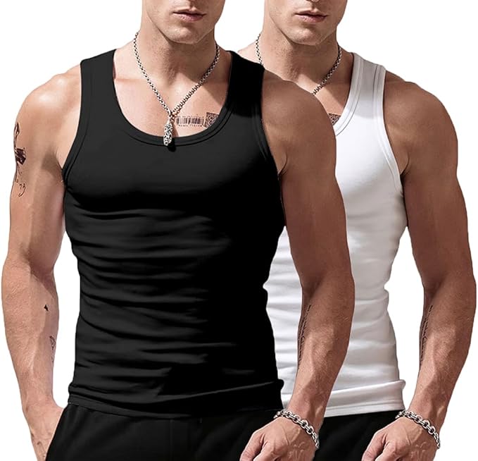 Men's Stringer Tank Tops Cotton Vest Sleeveless Gym Workout Bodybuilding Fitness Muscle T Shirts