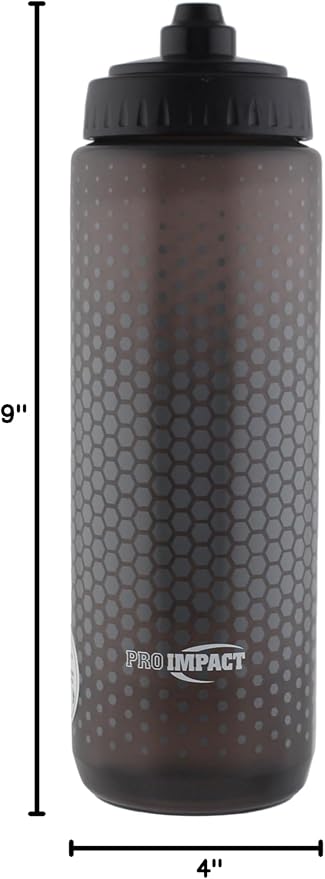 Pro Impact 28 Oz Squeeze Bottles Sports Water Bottle - Multipurpose Reusable Water Bottle for Training, Gym – Wide Mouth Squirt Bottles for Liquids – Soft Squeeze Gym Water Bottle Fast Flow - Black