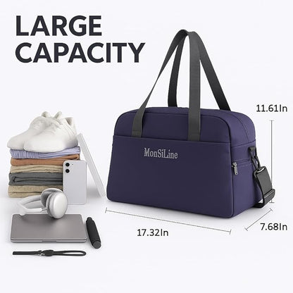 Gym Bag for Women Men with Shoe Compartment, Waterproof Small Duffle Bag for Travel, Sports, Weekend Lightweight Carry On Tote Bag (Blue)