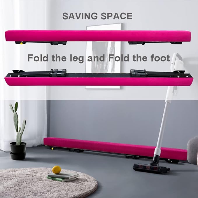 GLANT 8ft Ultrasimple Adjustable&Foldable Balance Beam,High-Low Floor Beam Suede Gymnastics Equipment,No Tool Require, Gymnastics Beam for Training&Professional HomeTraining