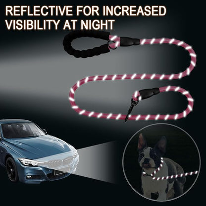 BARKBAY Dog Leashes for Large Dogs Heavy Duty Dog Leash 2 Pack 5 FT with Comfortable Padded Handle Highly Reflective Threads for Medium Large Dogs Walking Training Running (5FT-1/2,Pink+Black)