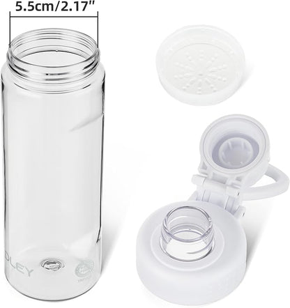 OLDLEY Water Bottles 20oz BPA Free Tritan Water Bottle with Carry Handle and Spout Lid, Leakproof Kids Water Bottle for Home,Travel, School, Outdoors, Transparent