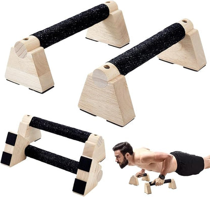 AHANDMAKER Wooden Parallettes Bars for Handstand Training in Natural Bisque Calisthenics Equipment Push Up Bars Dip Stands for Home Gym Strength Training Men Fitness Essentials