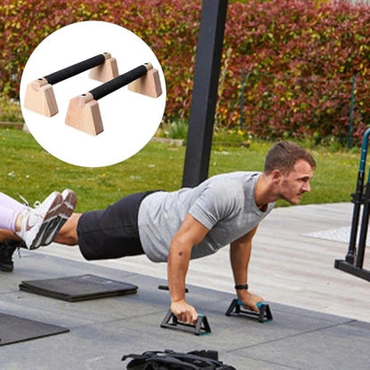 Pull Up Stand Handles Wooden Push Up Bar Beech Wood Calisthenics Exercise Equipment for Home Wood Parallettes Bar for Floor Use