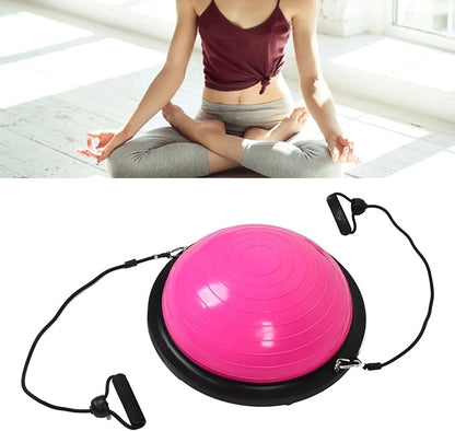 Half Ball Balance Trainer Stability Yoga Exercise Ball with Bands and Pump for Home Gym Core Training Yoga Fitness Abdominal Training, 18.1 Inch Anti-Slip