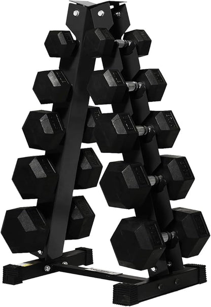 RitFit Rubber Coated Hex Dumbbell Set with Rack, 5-780LB for Home Gym Strength Training, Anti-Slip Knurled Handle, Hexagon Anti-Roll, Heavy-Duty Storage Rack