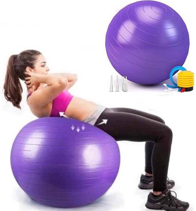 Exercise Ball, Explosion-Proof Yoga Balance Ball(25in /65cm) with Pump, Heavy Duty Swiss Ball for Fitness, Pregnancy, Balance & Physical Therapy, Fitness in Home/Gym/Office
