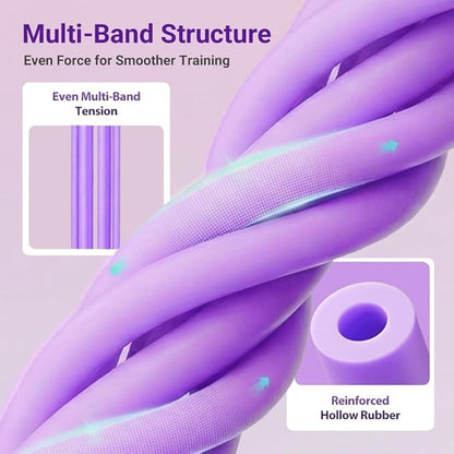 Pedal Resistance Band with Handle, 6-Tube Multifunction Stretching Workout for Abdomen Waist Arms Legs Training (Purple)