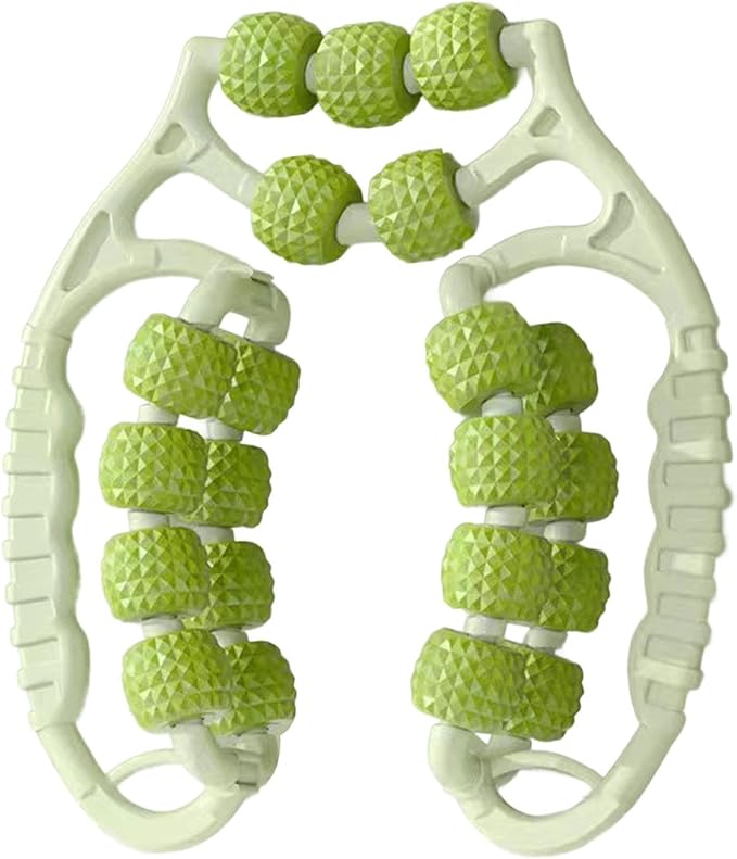 Massage Roller 21 Wheels Portable Workout Leg Massage Tool for Sports, Green