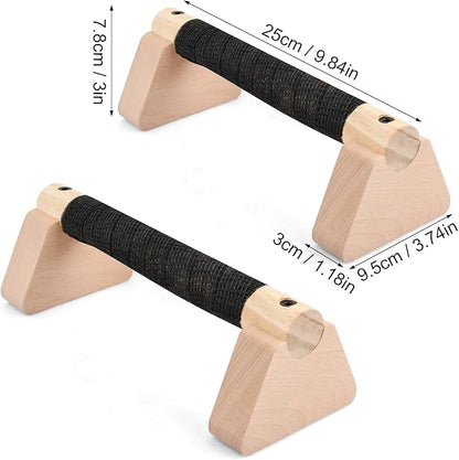 Pushup Handle Wood, Wooden Parallettes Bars for Calisthenics & Handstand Training, Push Up Bars with Non-Slip Base, Push-up Stand Strength Training & Home Gym Workout Equipment for Men Women