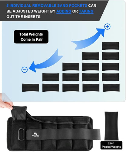 Adjustable Ankle Weights 1-3/4/5/6/8/10/12/15/20 LBS Pair with Removable Weight for Jogging, Gymnastics, Aerobics, Physical Therapy