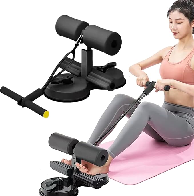 Ab Training Auxiliary Device,Portable Sit up Core Exercise Equipment,Double Suction Cups,3 Levels of Height Adjustment,Multi-functional Workout Ab Machine for Home Gym