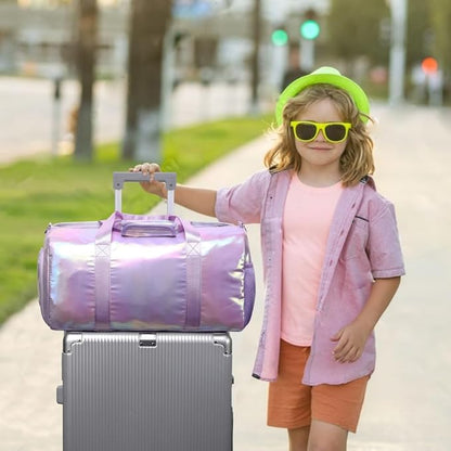 Dance Bag for Girls Sports Gym Duffle Bag with Shoes Compartment Wet Pocket Weekender Carry On Travel Duffel Bag for Teens Girls