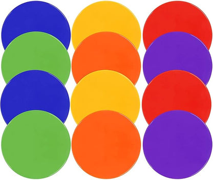4Inch 9 Inch Poly Spot Markers for Gym Floor Poly Spots, 12/18/24/36 Pcs Round Non-Slip Rubber Floor Dots Agility Markers Flat Cones for Sports Soccer PE Training, Dance, Classroom Activities