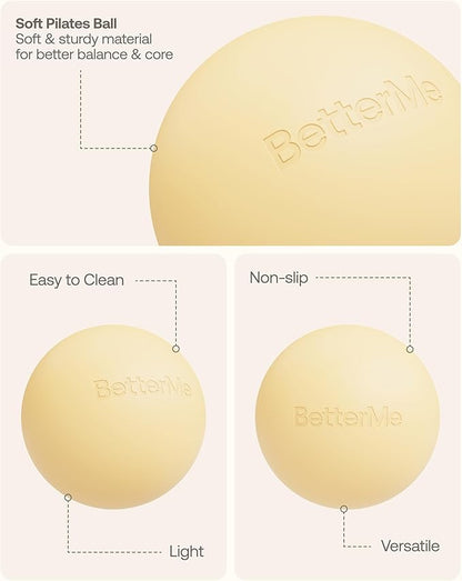BetterMe Soft Pilates Ball – 8 Inch Mini Exercise Ball for Pilates, Yoga & Core Training – Small Stability Ball for Women – Portable Workout Tool