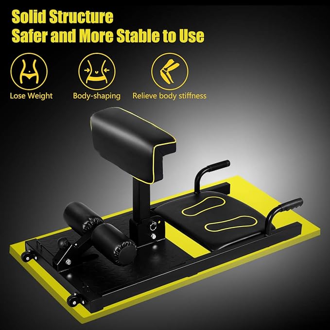 GYMAX 8-in-1 Workout Machine with Adjustable Height & Protective Foam, Multiple Position Training for Sissy Squat, Push-up, Sit-up, Rope Exercise, Home Gym