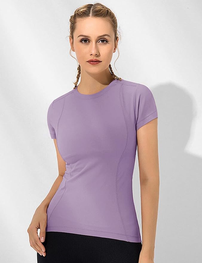 Loovoo Women Workout Shirts 1/2/3 Pack Athletic Compression Tee Dry Fit Yoga Gym Basic Tops