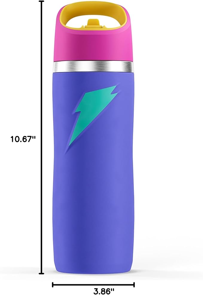 Gatorade 'Overtime' 22oz Stainless Steel Water Bottle, Straw Cap, Purple/Pink