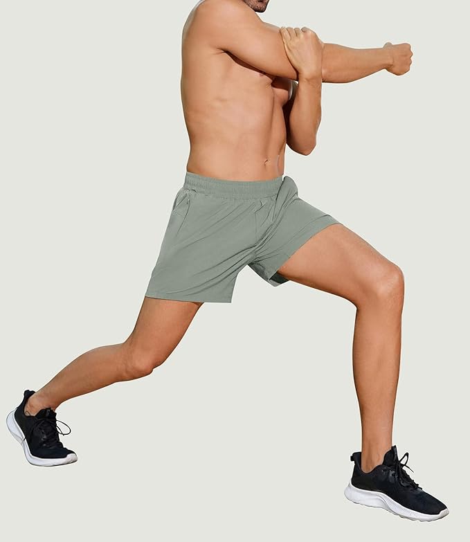 PINSPARK Men's Workout Shorts 5" Lightweight Running Shorts Quick Dry Athletic Gym Shorts with Zip Pocket Towel Loop