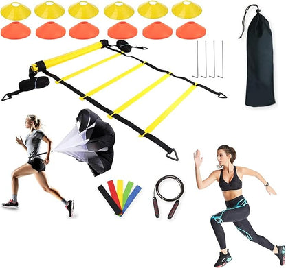 Agility Ladder Training Equipment - Speed Trainlng Gear, Adjustable Sports Set | Complete Soccer Practice Equipment, Foldable Workout Kit for Athletes, Endurance Tralning Tools for Kids Adults