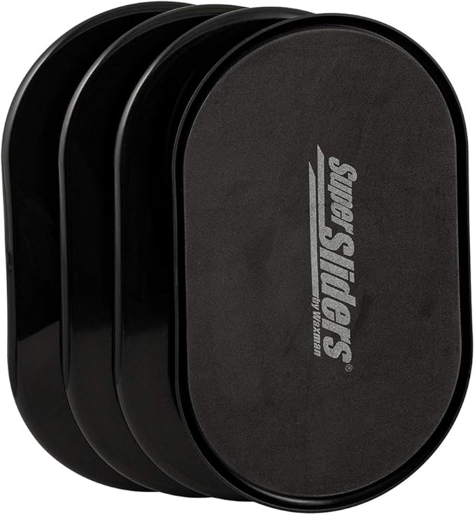 Super Sliders 5-3/4" x 9-1/2" XL Oval Reusable Furniture Sliders for Carpet, Anti-Slip Protective Furniture Moving Pads for Beds, Sofas, Dressers, Set of 4, Black
