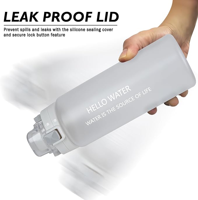 27oz Sports Water Bottle with Removable Filter, Motivational Water Bottle with Capacity Marker, Leakproof Drinking Water Bottle with Handle for Travel Fitness Gym Outdoor (White)