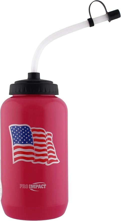 Pro Impact Squeezable Water Bottle Bendable Long Straw - LDPE BPA Free Plastic - Hydration for Baseball Hockey Gym MMA Yoga Boxing Cycling Softball Football Lacrosse (35.5 Oz.)