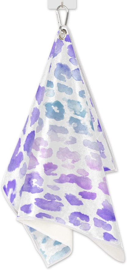 Golf Towel Purple Colorful Leopard Cheetah Print,Golf Towel for Bag Quick Dry Microfiber Golf Accessories for Yoga,Gym,Workout,Fitness,15" x 24"