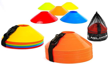 Flexible Soccer Cones (Set of 60/50/40/25) with Mesh Bag & Strap, Sports Cones for Soccer, Basketball, Football Training Equipment, Agility Soccer Cones for Drills Training