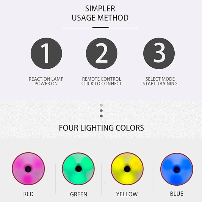 Reaction Training Lights Pod, Agile Fitness Light, 4 Training Modes and 4 Light Colors with Remote Control Hand-Eye Coordination Training, Reaction-Enhancing Speed and Agility