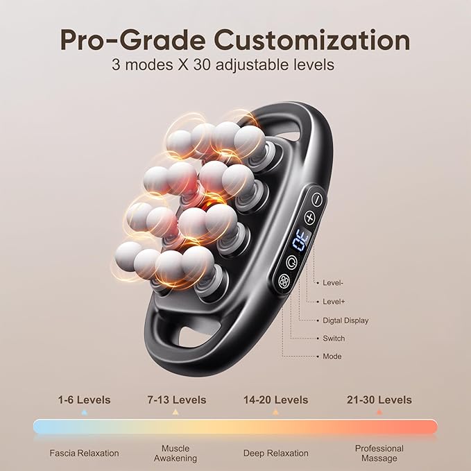 16 Head Massage Gun Deep Tissue - 2026 Upgrade 16-Drive Back Muscle Massager with 3 Modes & 30 Intensities, Portable Quiet Percussion Massager for Legs, Waist, Back, Neck, Buttocks Muscles Pain Relief